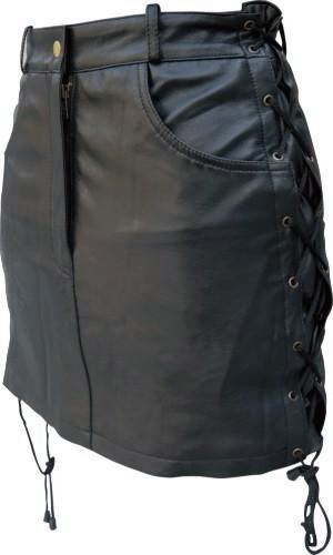 SOLID LAMBSKIN LEATHER skirt with side laces