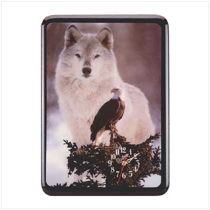 Spirit Of The Wild wolf and eagle Wall Clock