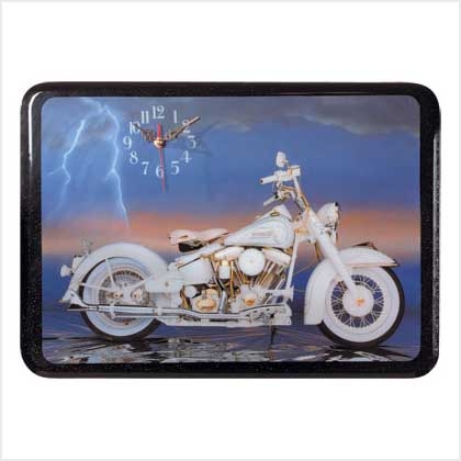 Work of Art White Motorcycle Clock