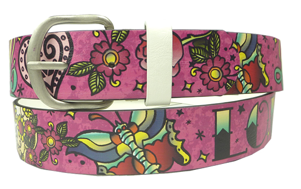 Pink Love Kills Tattoo Leather Belt