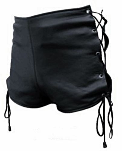 Ladies Lambskin Leather shorts with side laces
