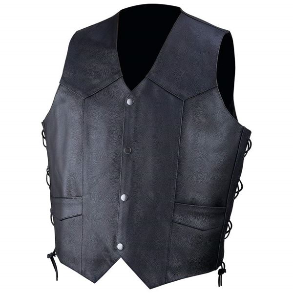Solid genuine cowhide leather vest