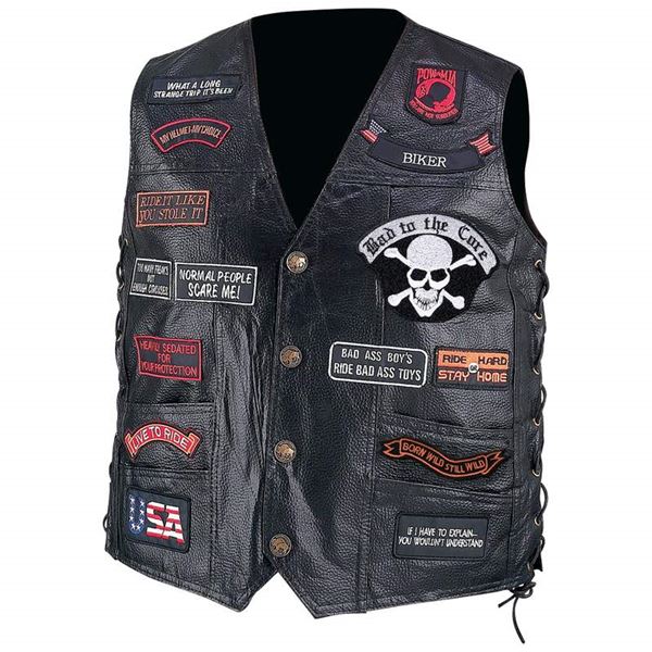 buffalo leather vest with 23 patches