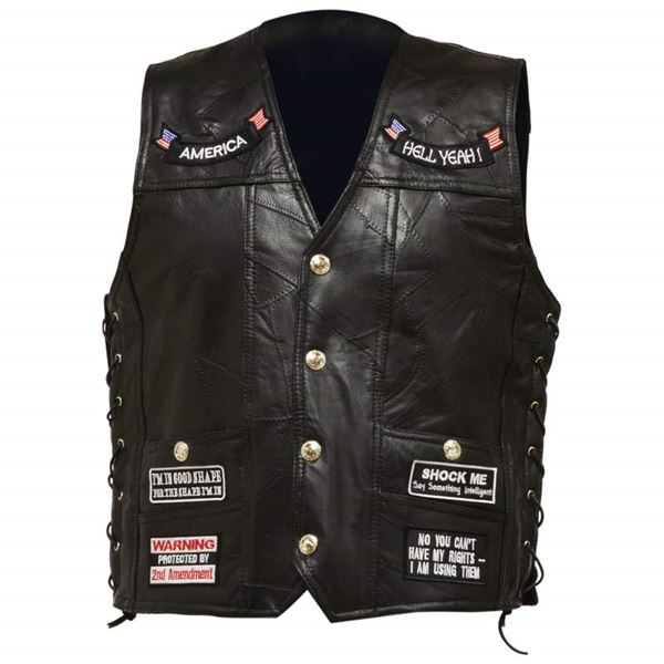 Rock design genuine buffalo leather vest