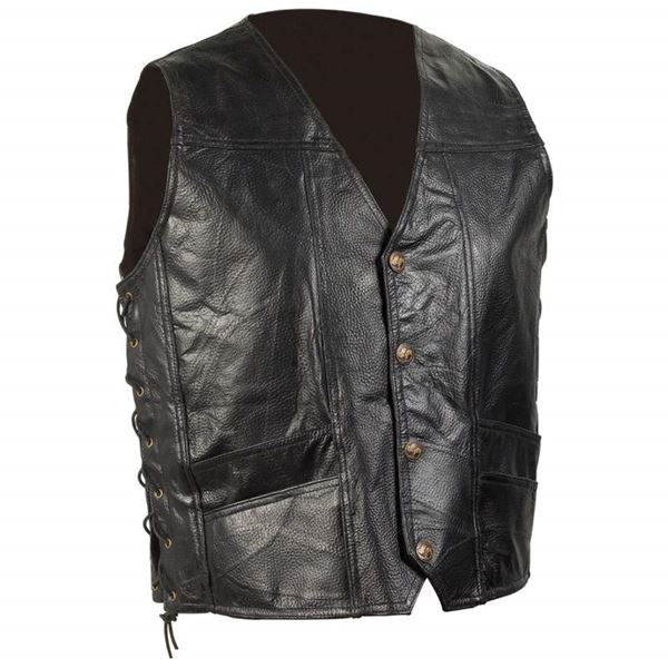 Hand sewn pebble grain leather bikers vest