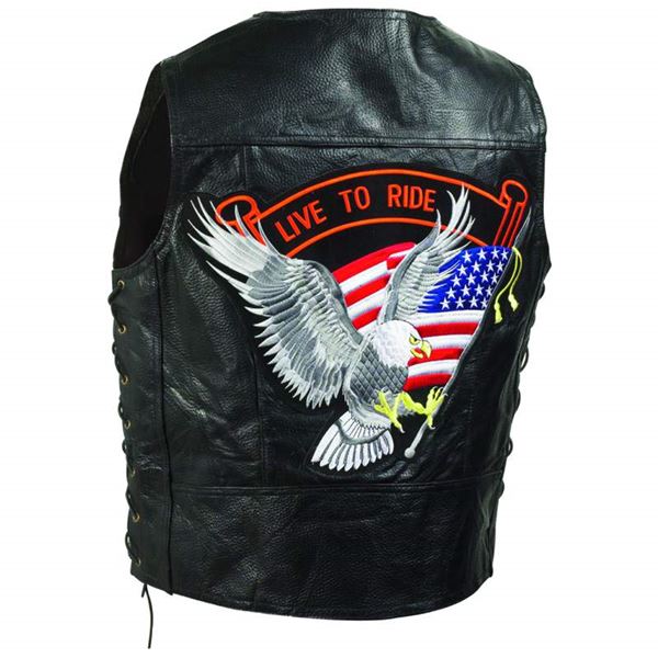 Hand Sewn Pebble Grain Genuine Leather Biker Vest 1