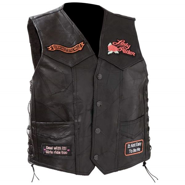Ladies rock design genuine leather vest