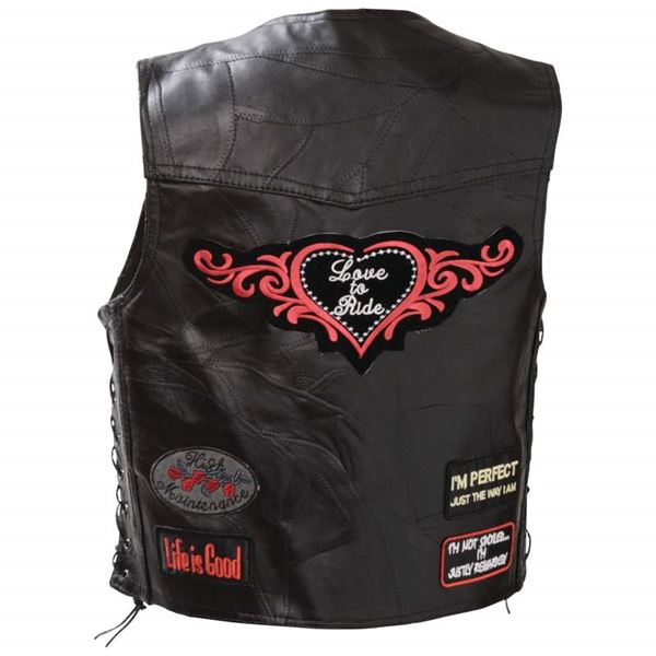 Ladies rock design genuine leather vest 1