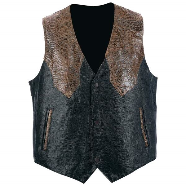 Hand sewn pebble grain leather western style vest