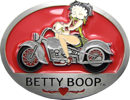 Licensed Betty Boop On Motorcycle Belt Buckle