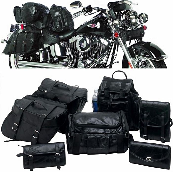 7pc Rock Design Genuine Buffalo Leather Motorcycle Luggage Set 7pc Rock Design Genuine Buffalo Leather Motorcycle Luggage Set