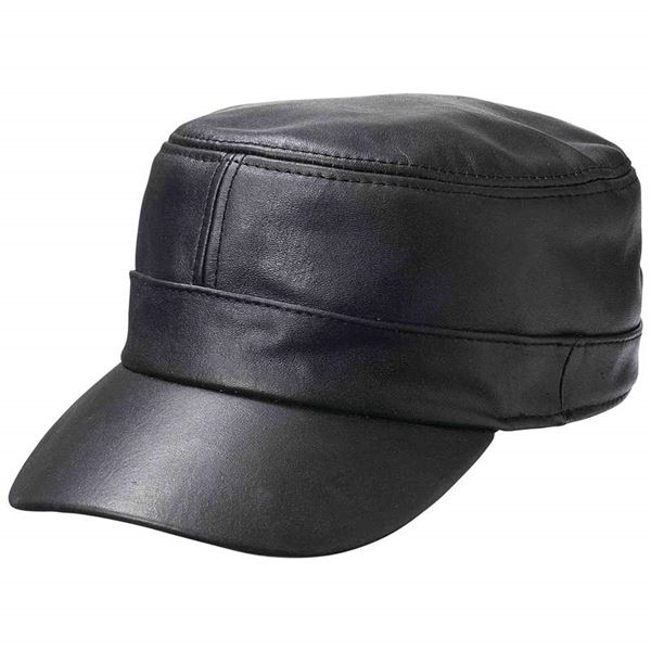 Solid lambskin leather cap