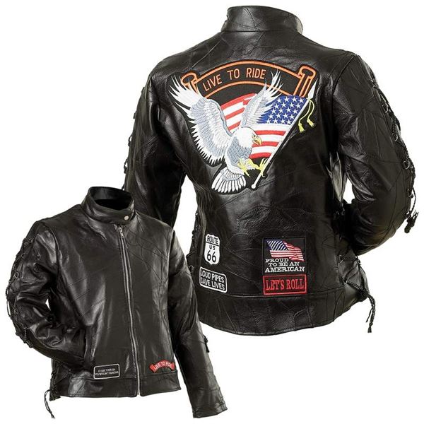 Ladies Genuine Buffalo Leather Motorcycle Jacket