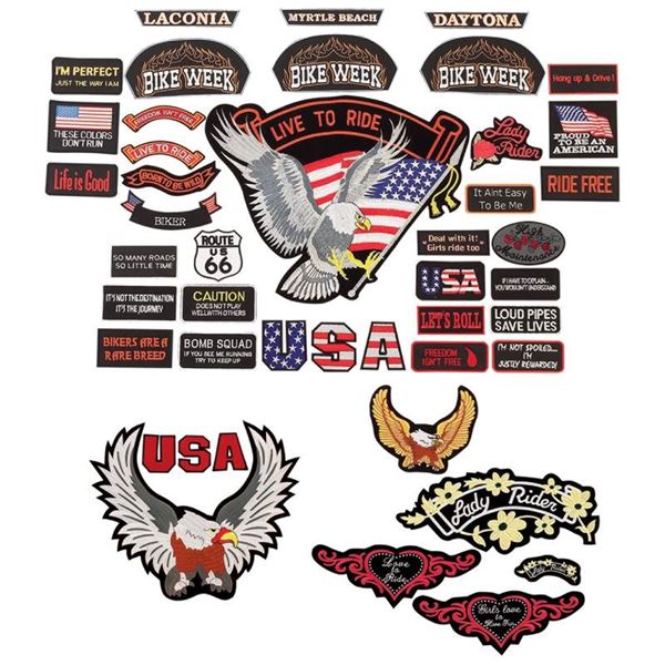 41pc Embroidered Biker Patch Assortment