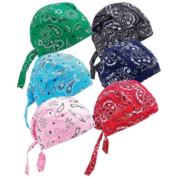 Cotton paisley skull cap set 6pc assorted