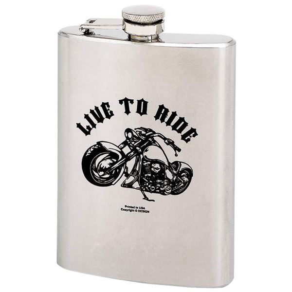LIVE TO RIDE 8oz Stainless Steel Hip Flask LIVE TO RIDE 8oz Stainless Steel Hip Flask