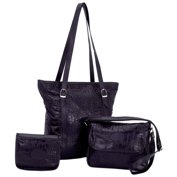 Leather 3pc Purse Set Crocodile Embossing