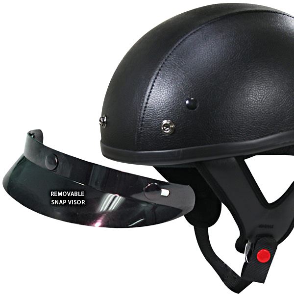 Black Leather Motorcycle Helmet