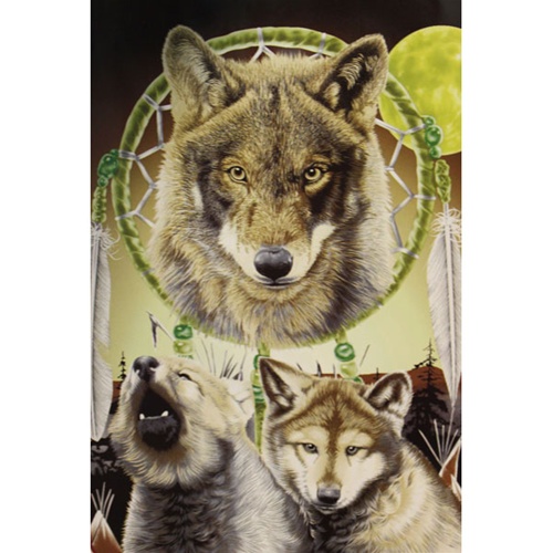 Queen Size Blanket Wolves with Dream Catcher