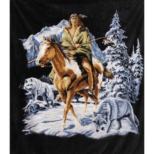 Queen Size Blanket Indian on Horse