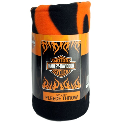 Licensed Harley Davidson Fleece Blanket Flame Logo