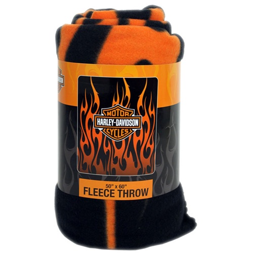 Licensed Harley Davidson Fleece Blanket Flames