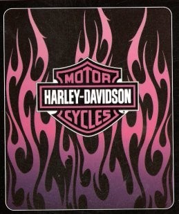 Pink Flames Harley Davidson Fleece Blanket