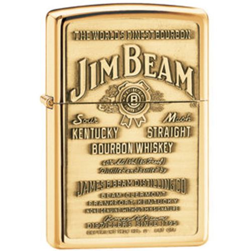 High Polish Brass Jim Beam Brass Emblem Zippo Lighter
